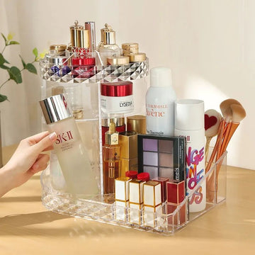 Rotating + Adhesive Acrylic Makeup Organizer