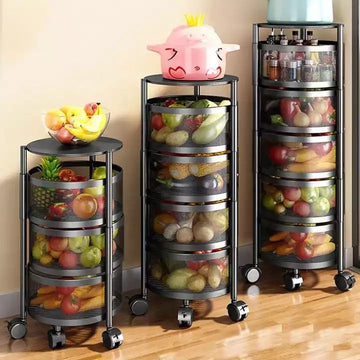 Rotating Kitchen Storage Trolley - Round