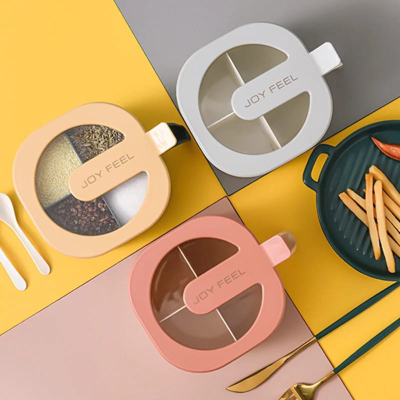 4 In 1 Plastic Seasoning Box with 4 Spoons - My Store