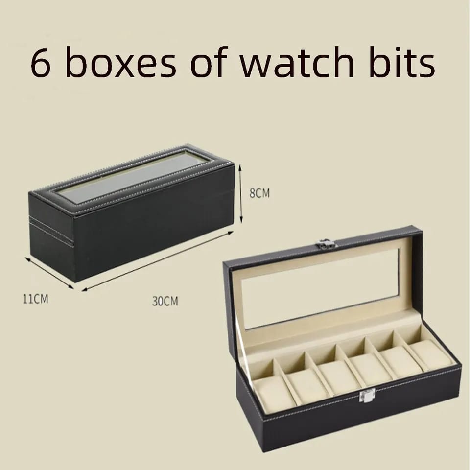 6 Slot PU Leather Watch Box - My Store