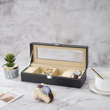 6 Slot PU Leather Watch Box - My Store