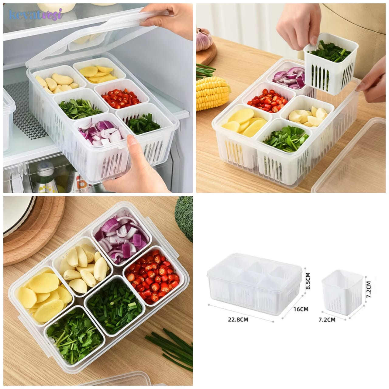 Refrigerator Food Storage Box - 6 Partition - My Store
