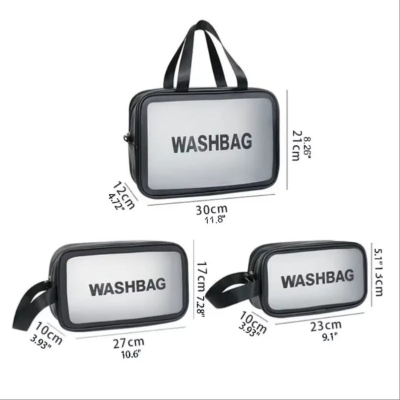 3 pcs set PU Leather Travel Cosmetics Washbag - My Store