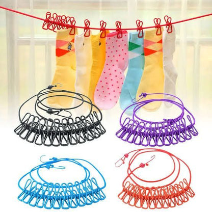 Elastic Clothesline 12 Clips Rope - My Store