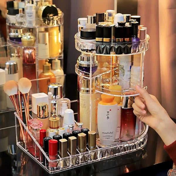 Rotating + Adhesive Acrylic Makeup Organizer