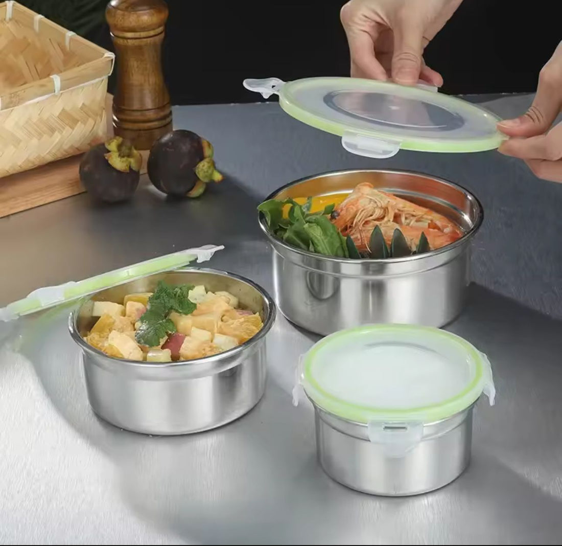 3 Pcs Korean Style Sealed Stainless Steel Food Preservation Box