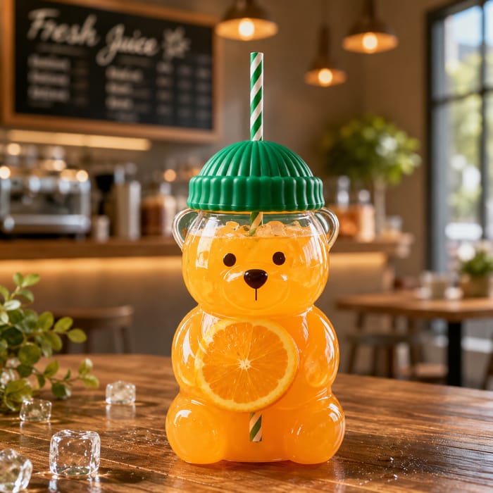 Bear Drinking Cup With Lid And Straw