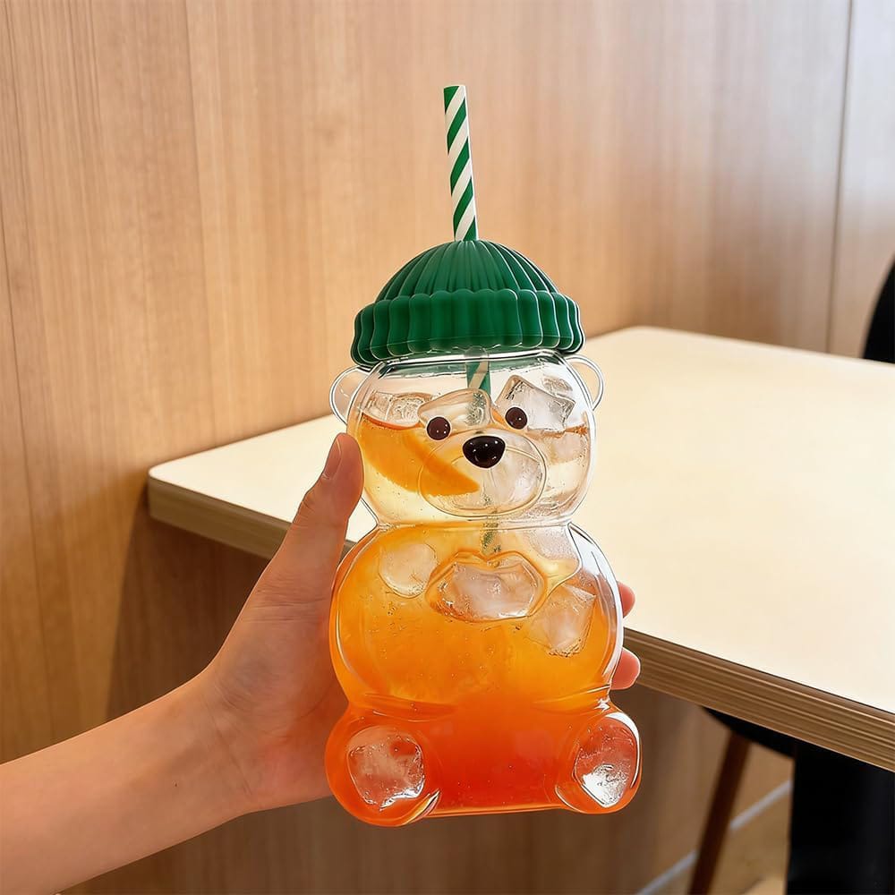 Bear Drinking Cup With Lid And Straw