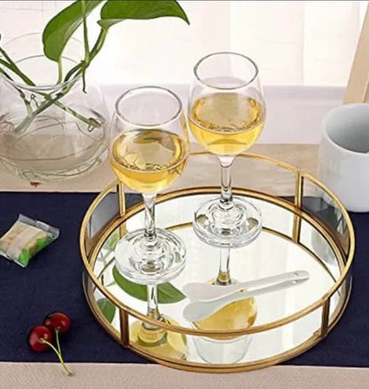 Glassy Golden Vanity Display with Mirror