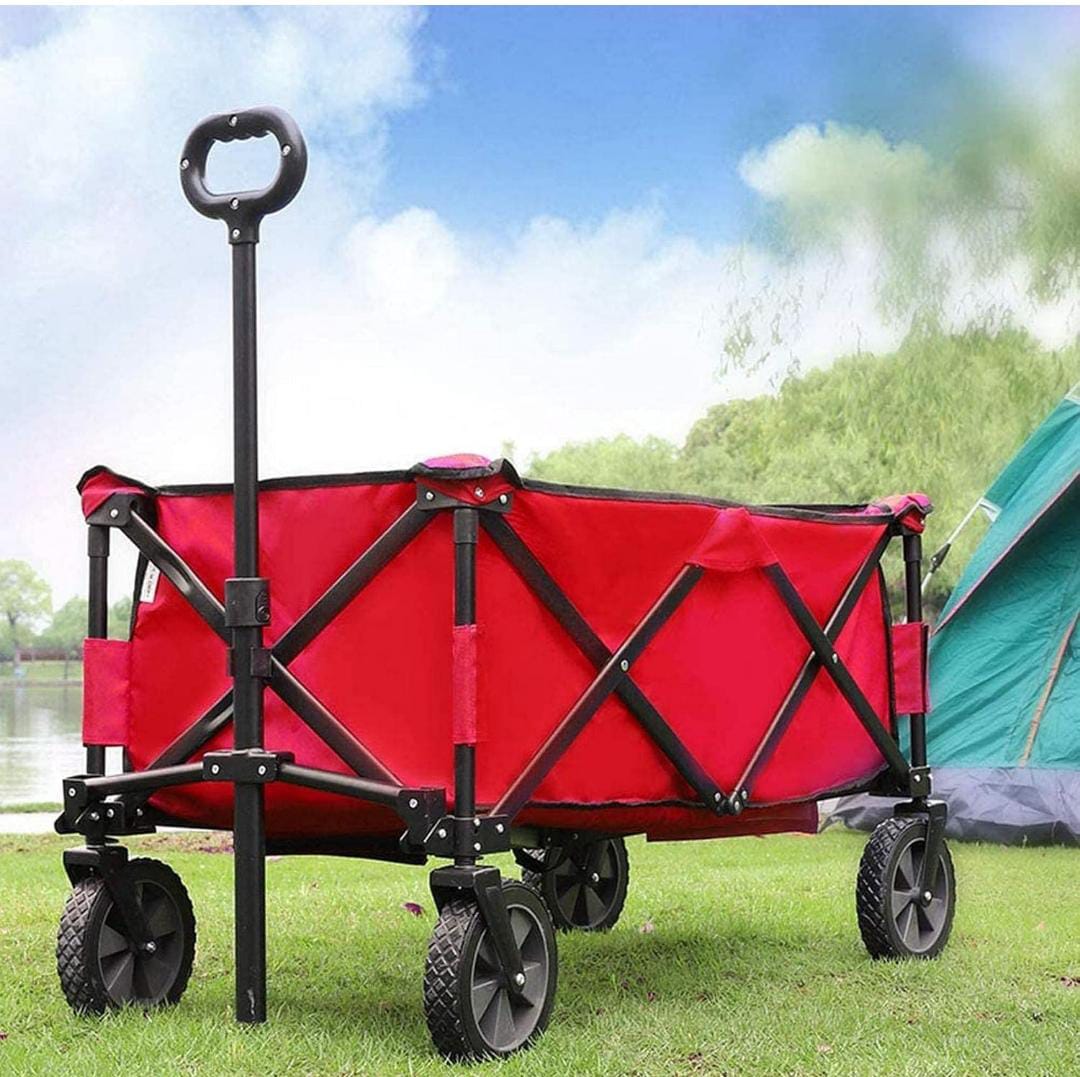 4 Wheel Heavy Duty Folding Bag Garden Trolley Cart Wagon Hand Pull
