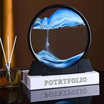 3D Hourglass Quicksand Moving Sand Art Picture Round Glass Deep Sea Sandscape