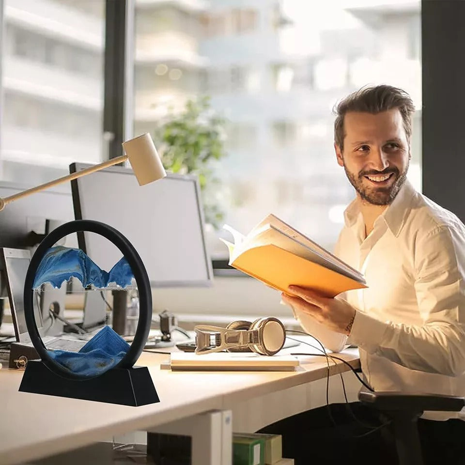 3D Hourglass Quicksand Moving Sand Art Picture Round Glass Deep Sea Sandscape