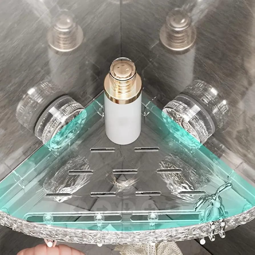 Acrylic Wall-Mounted Suction Corner Shelf