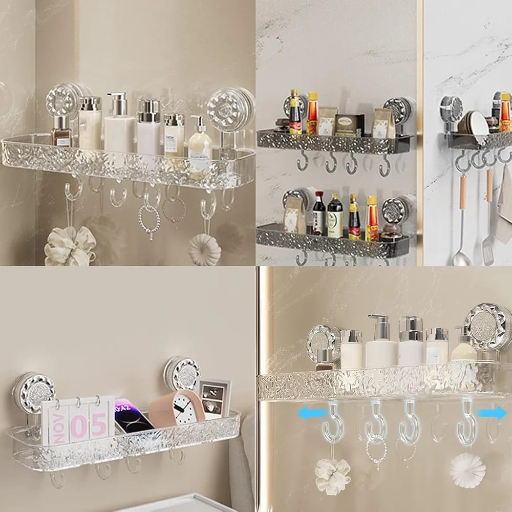 Acrylic Wall-Mounted Suction Corner Shelf