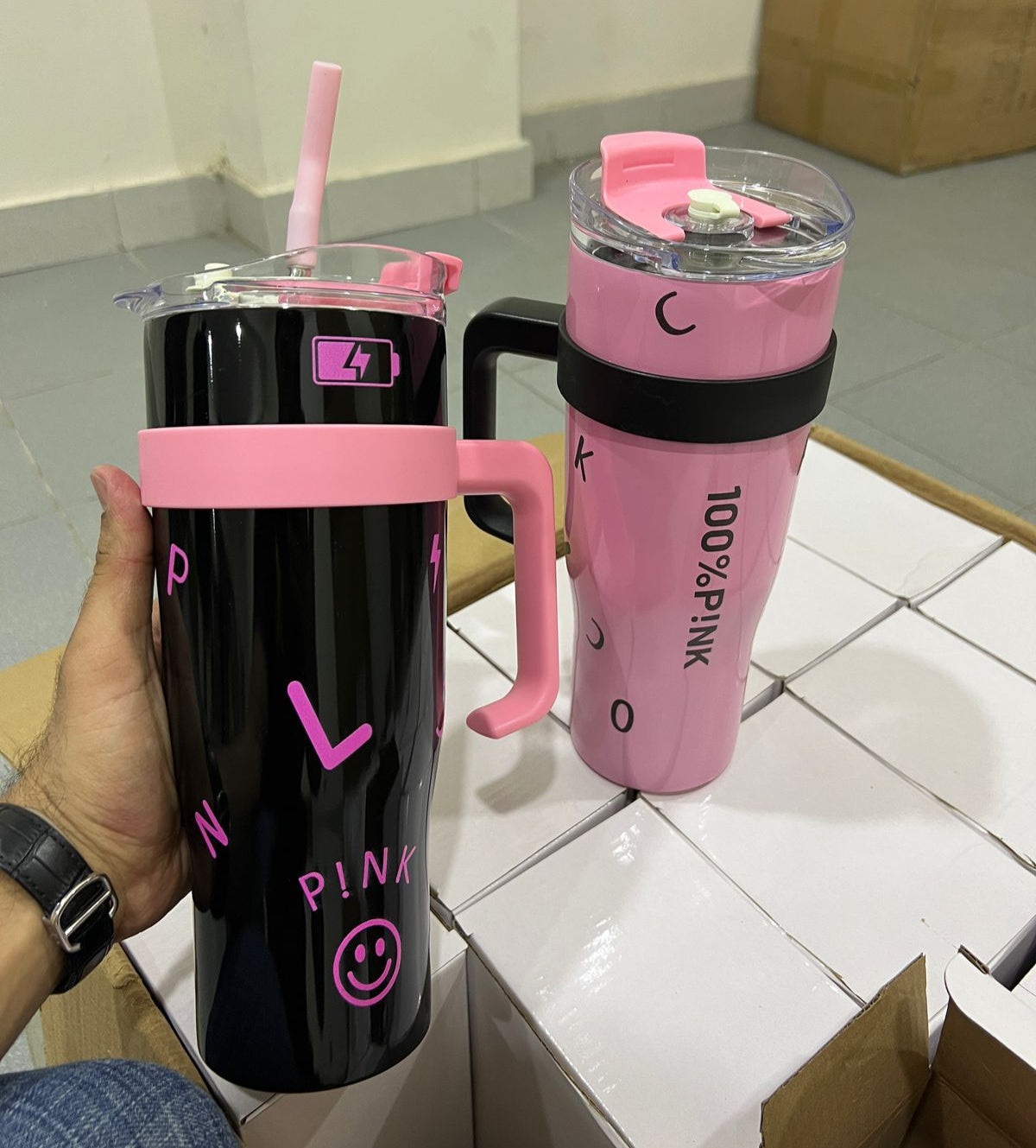 40oz Stainless Steel Tumbler with Handle & Straw -1200ML - My Store