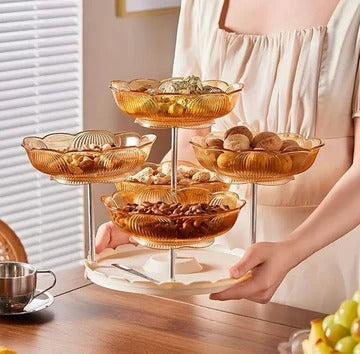 5 Plates Rotating Serving Luxury Fruit Tray