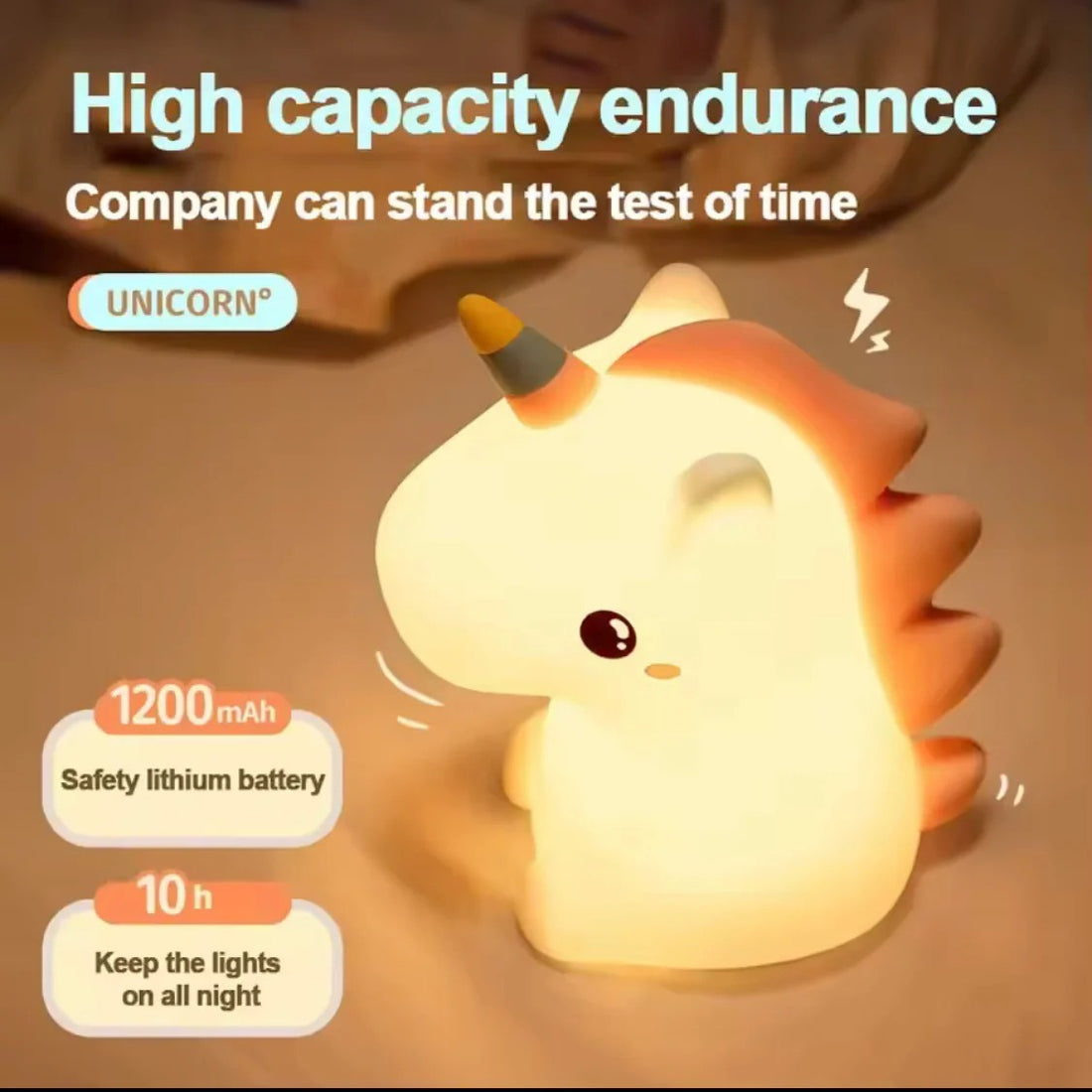 Unicorn Silicone Rechargeable  LED Night Lamp