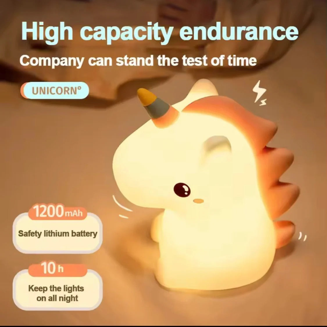 Unicorn Silicone Rechargeable  LED Night Lamp