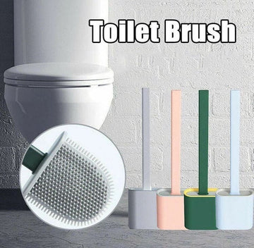 Flexible Silicone Toilet Brush with Floor Holder