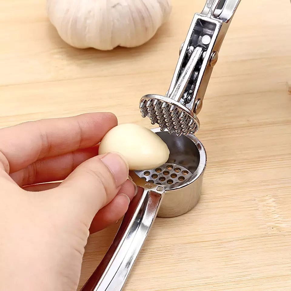 Stainless steel garlic press