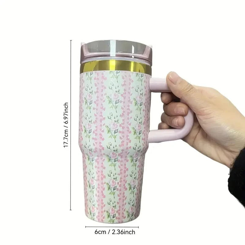 Flower Printed Tumbler For Kids Mini 14Oz Stainless Steel