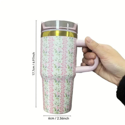 Flower Printed Tumbler For Kids Mini 14Oz Stainless Steel