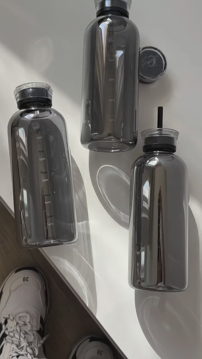 Time-Marked Gradient Glass Water Bottle – 750ml / 25 oz