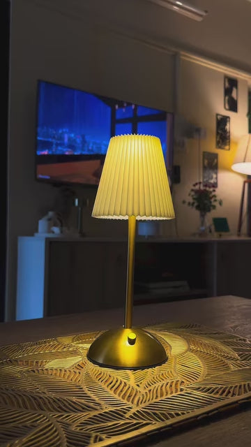 Rechargeable Pleated Cordless Table Lamp – Touch Control LED Table Lamp with 3 Color Modes