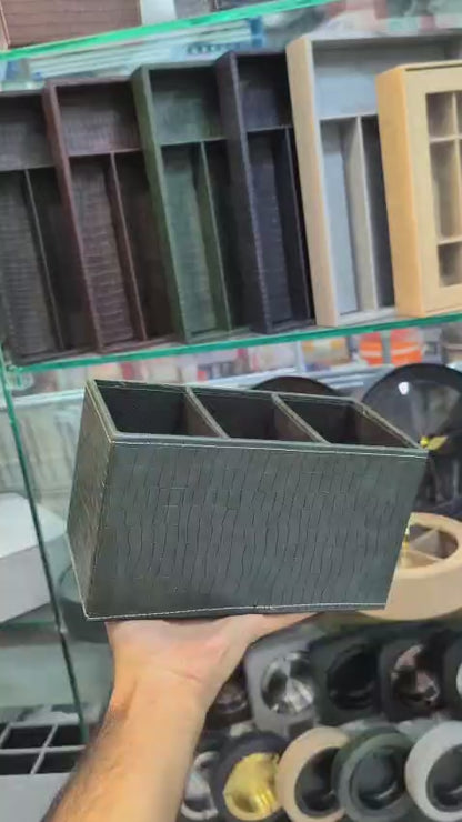 Luxury PU Leather 3-Compartment Spoon Stand & Cutlery Organizer