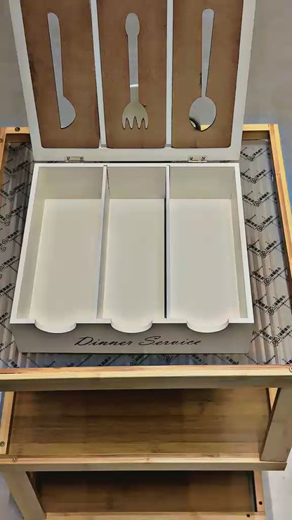 Modern Wooden Cutlery Organizer Box
