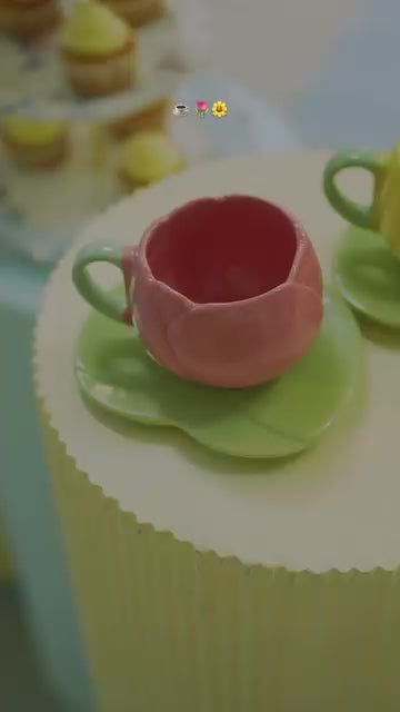 Tulip Ceramic Coffee Cup & Leaf Saucer Set