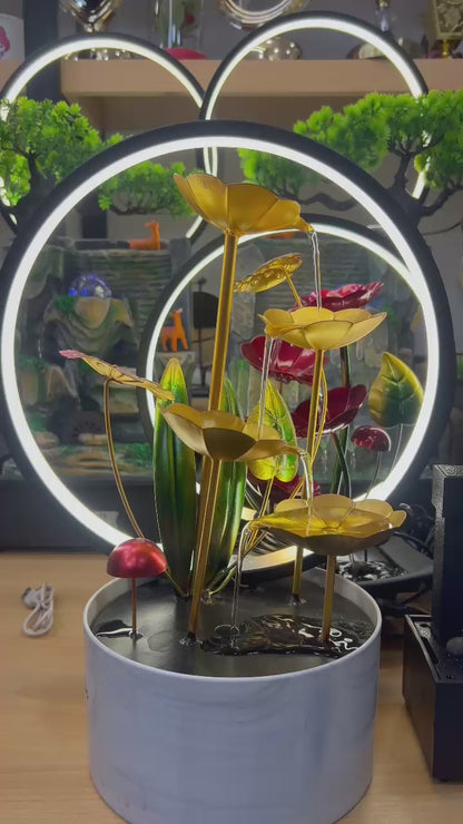Golden Lotus LED Tabletop Fountain