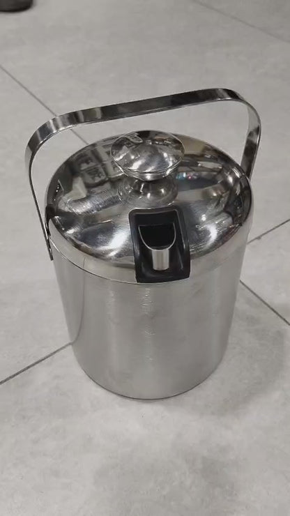 Ice Bucket with Lid and Strainer and Ice Tong