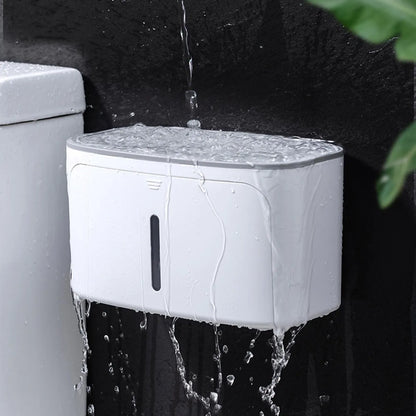 2-Tier Waterproof Wall-Mounted Toilet Paper Holder with Shelf - My Store