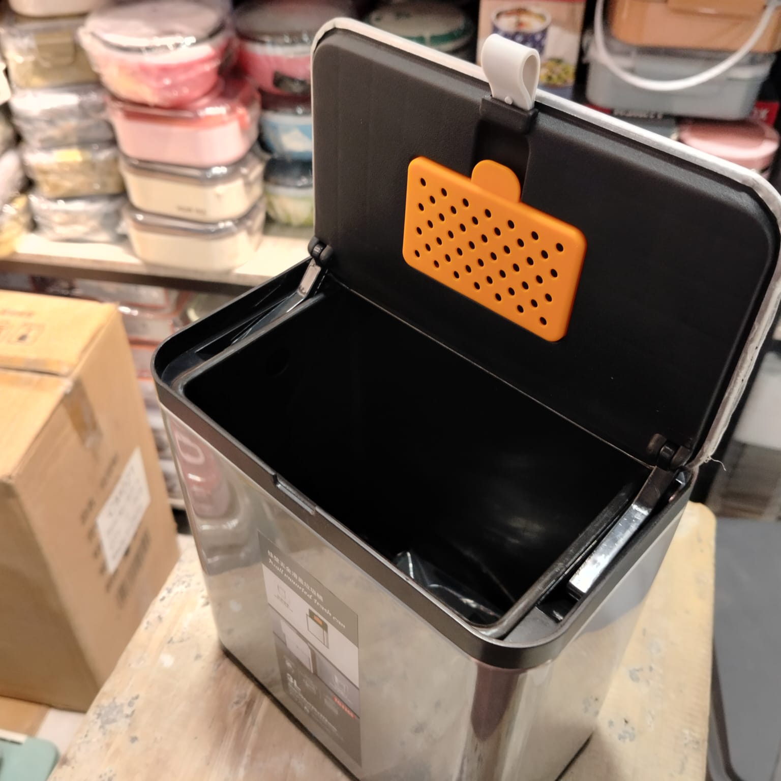 Stainless Steel Hanging Trash Can – Dual Opening Lid (3L / 8L) - My Store