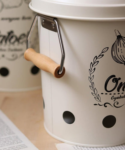3-Piece Air-Ventilated Metal Canister Set for Potatoes, Onions & Garlic