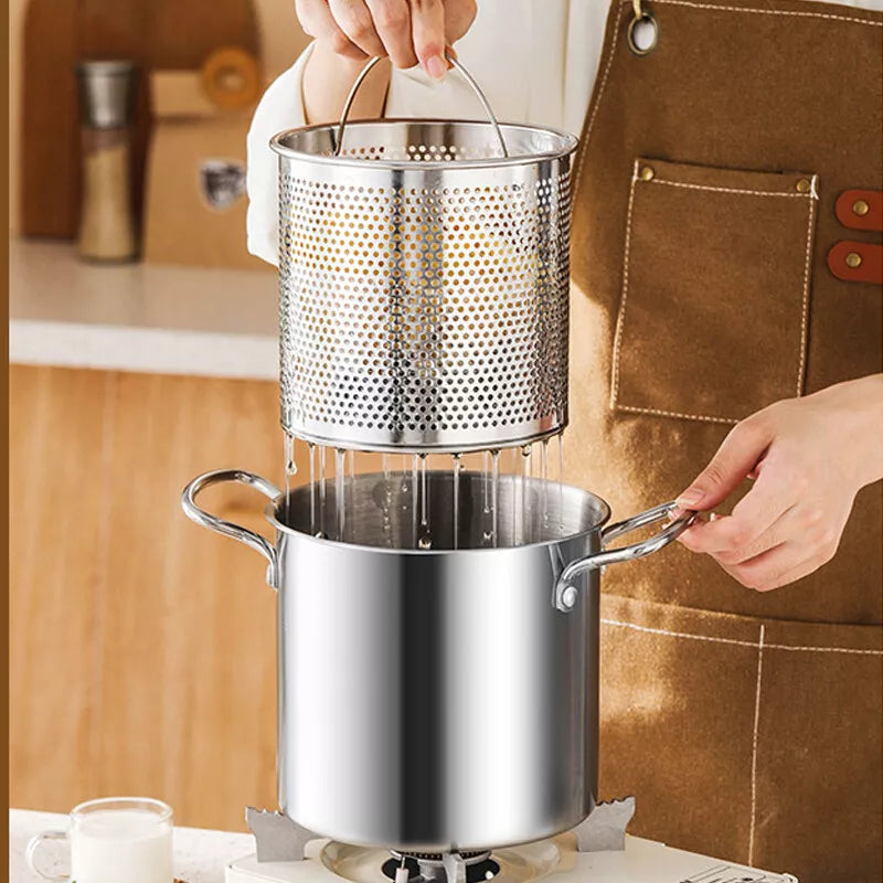 Stainless Steel Induction Pasta Pot with Steamer Insert & Lid – 3.5L - My Store