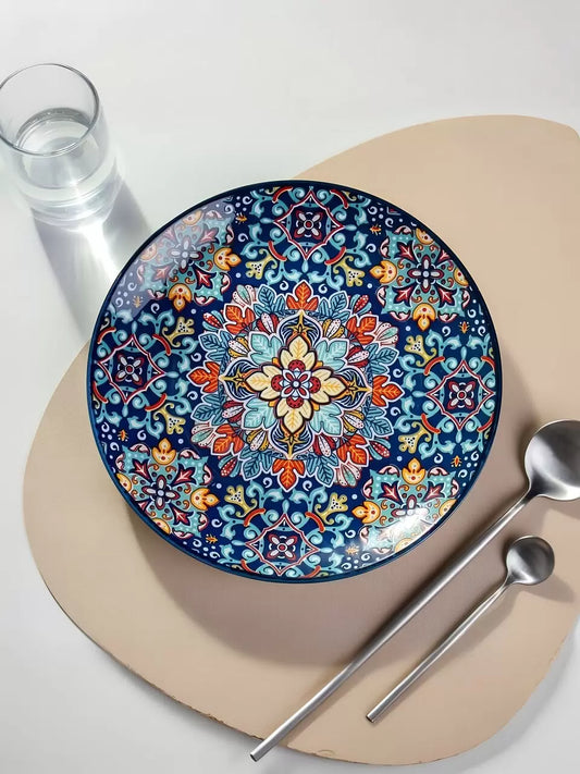 Royal Midnight Blue Hand-Painted Moroccan Ceramic Dinner & Quarter Plates