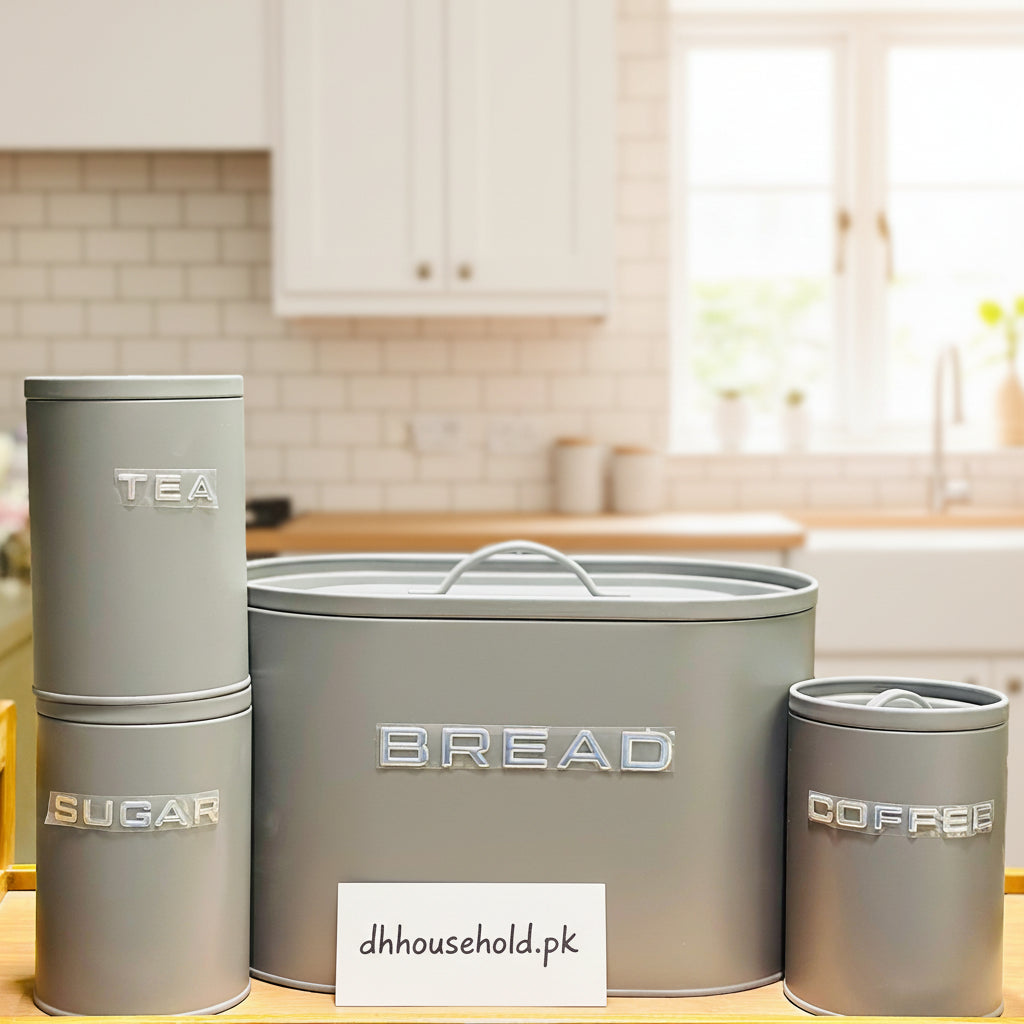 4-Piece Modern Minimalist Bread Box & Countertop Storage Canister Set - My Store