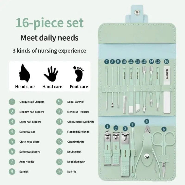 16pcs set Nail Cutter Set Stainless Steel Nail Clippers Set - My Store