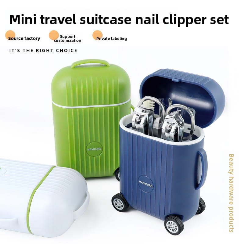 8-Piece Portable Suitcase-Style Manicure & Nail Clipper Set