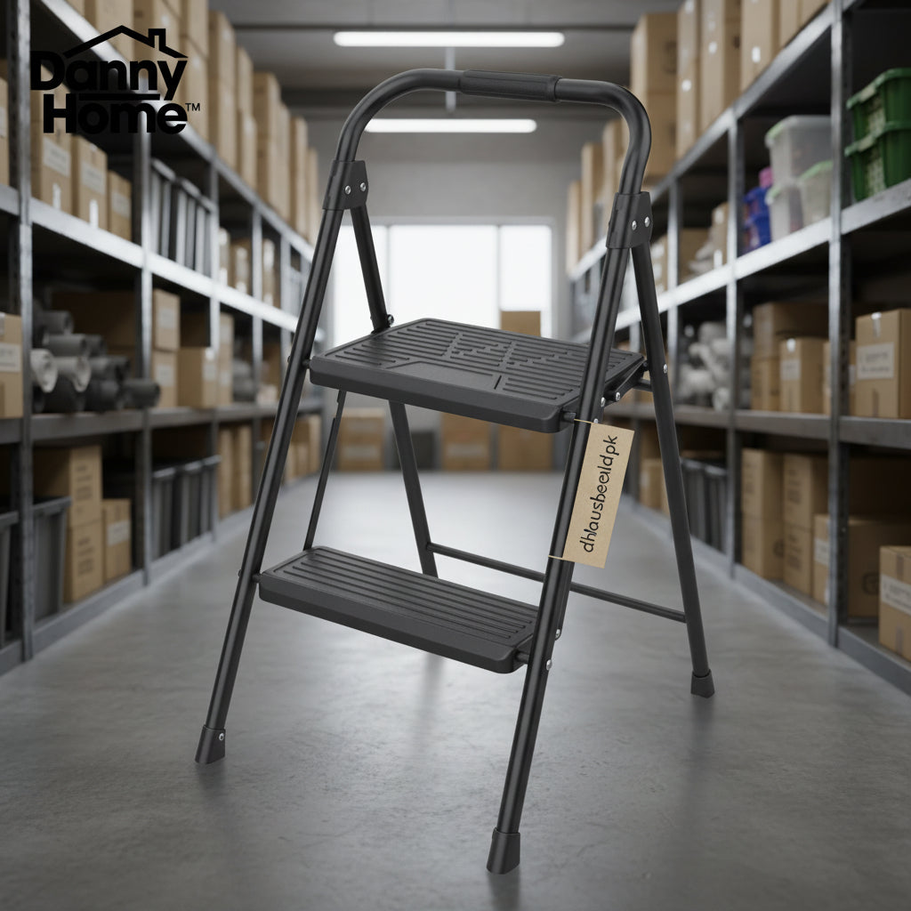 Danny Home Premium Folding Steel Ladder – Safe, Strong & Space-Saving