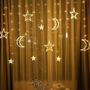 3.5m LED Moon & Star Curtain Fairy Lights