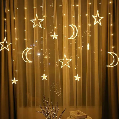 3.5m LED Moon & Star Curtain Fairy Lights
