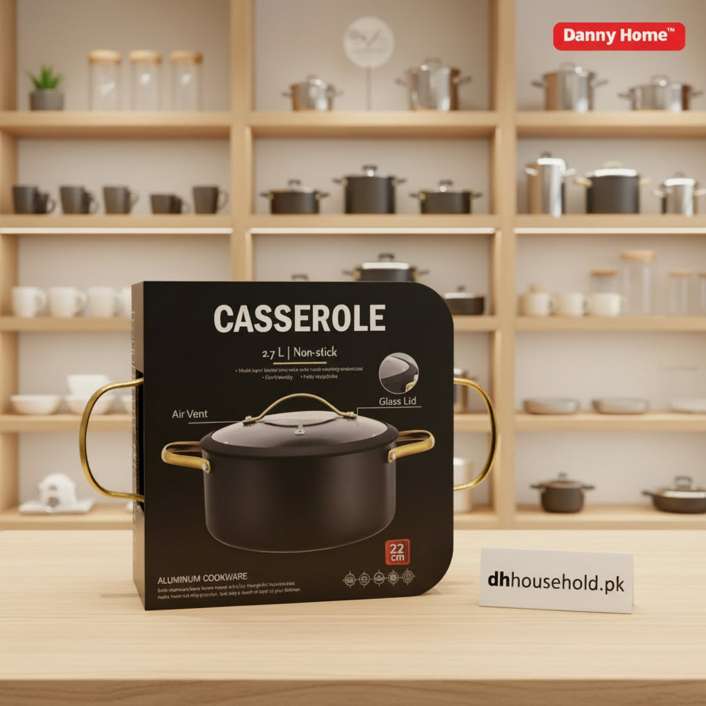 Danny Home Luxury Non-Stick Aluminum Casserole with Glass Lid - My Store