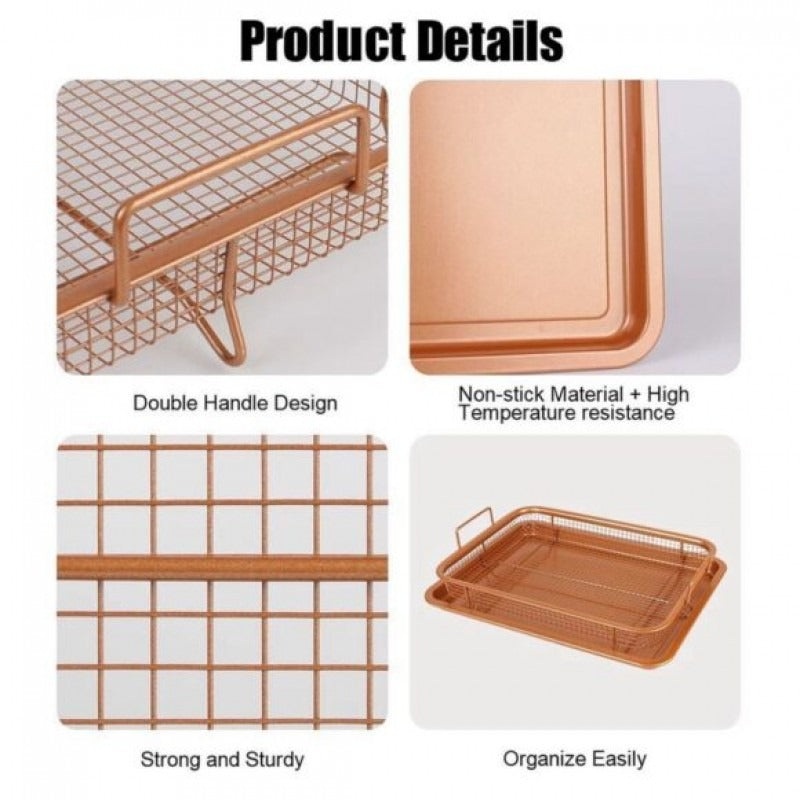 Copper Rectangle Crispy Tray – 2-Piece Set - My Store