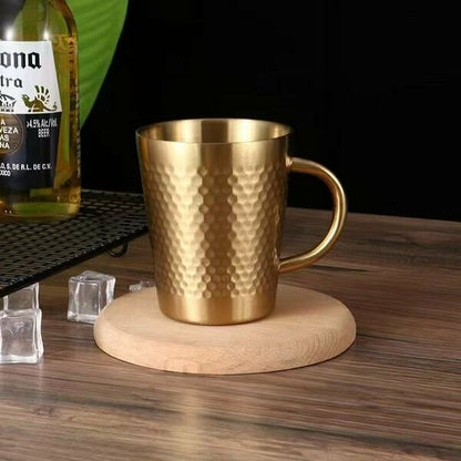 Stainless Steel Gold Hammered Mug