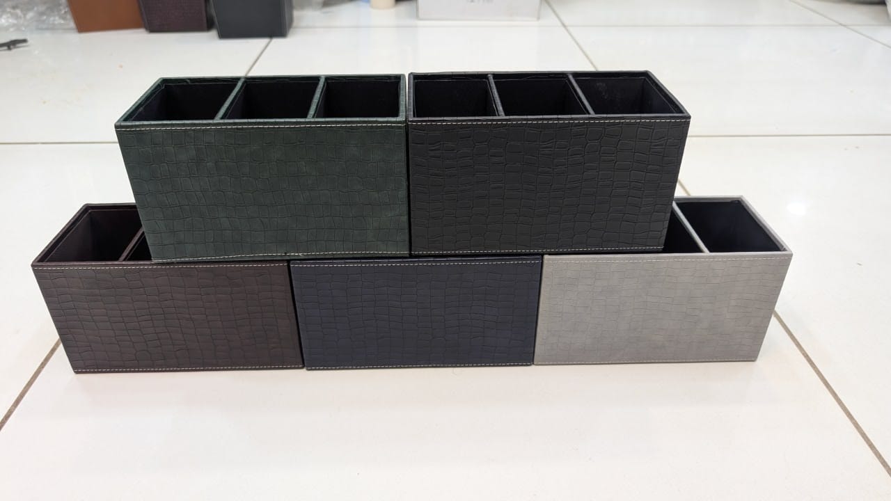 Luxury PU Leather 3-Compartment Spoon Stand & Cutlery Organizer