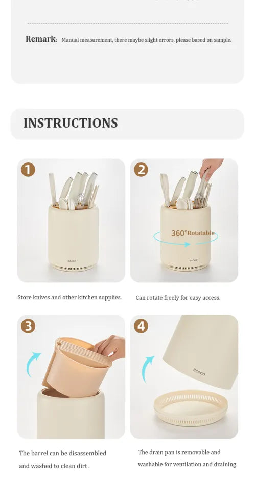 ECOCO 360° Rotatable Knife Holder & Cutlery Rack