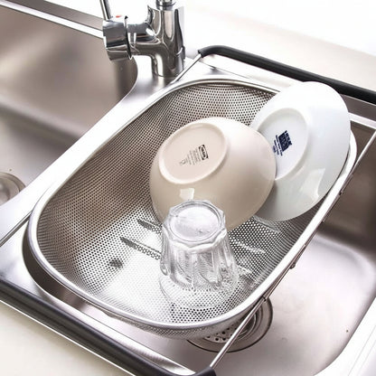 Over-the-Sink Expandable Stainless Steel Mesh Colander Basket